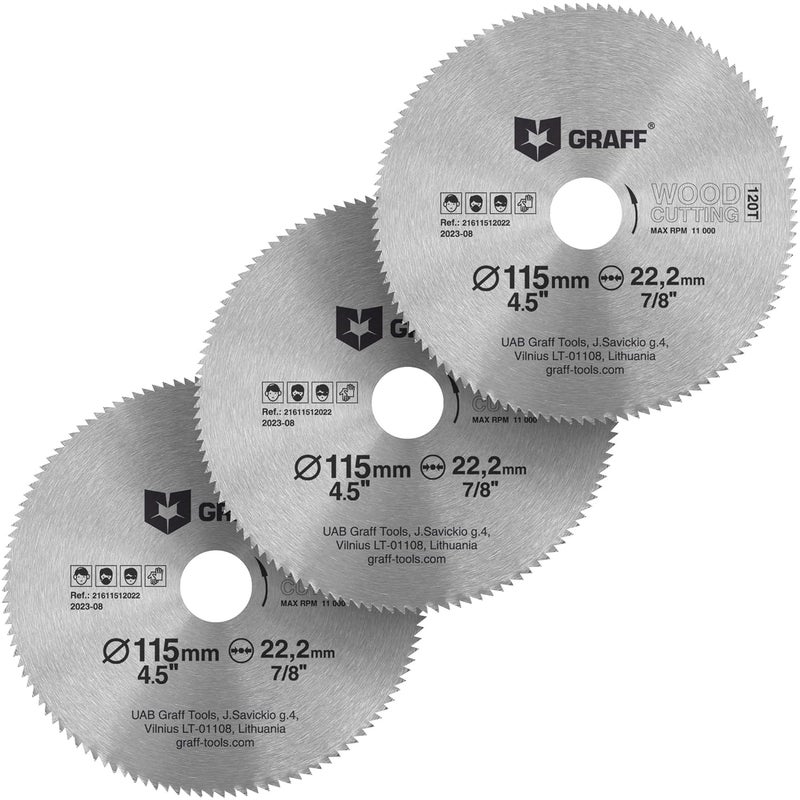 GRAFF 4-1/2 Inch Angle Grinder Circular Saw Blade Set for Wood, Plywood, Laminate, Drywall, Plastic – 120T Woodworking Saw Blade with 7/8 Inch Arbor from - Image 1